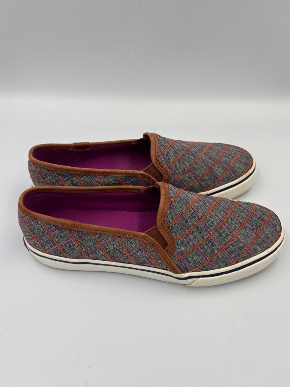 Keds Double Decker Windowpane Plaid Slip On Sneakers WF55720 size 7.5 - Picture 3 of 14